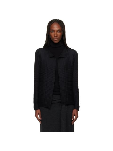 ISSEY MIYAKE Black Wooly Pleats Cardigan