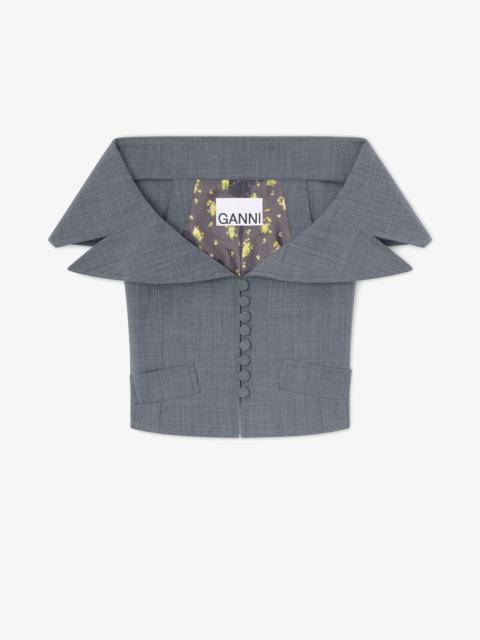 GANNI VEST IN GREY WOOL MELANGE