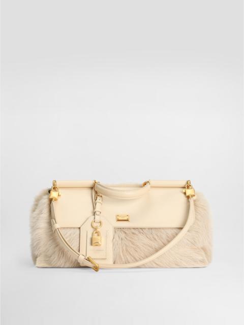 Dolce & Gabbana Medium My Sicily fur and plongé calfskin handbag