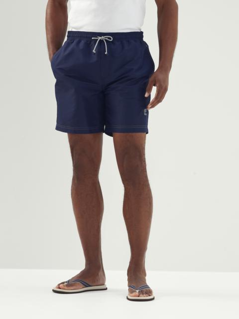 Swim shorts with contrast stitching