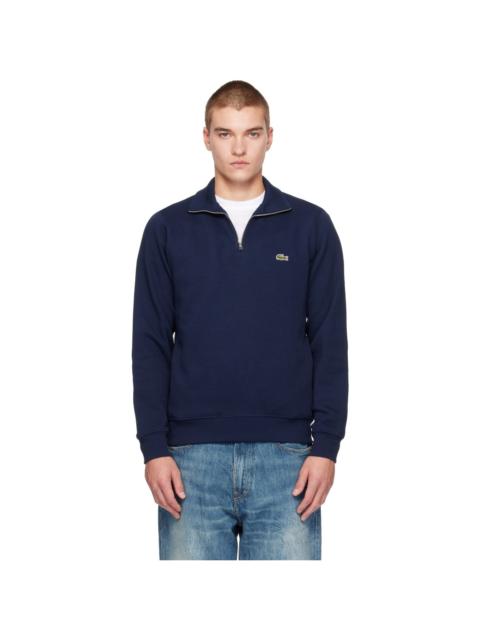 LACOSTE Navy Zip-Up High Neck Interlock Sweatshirt