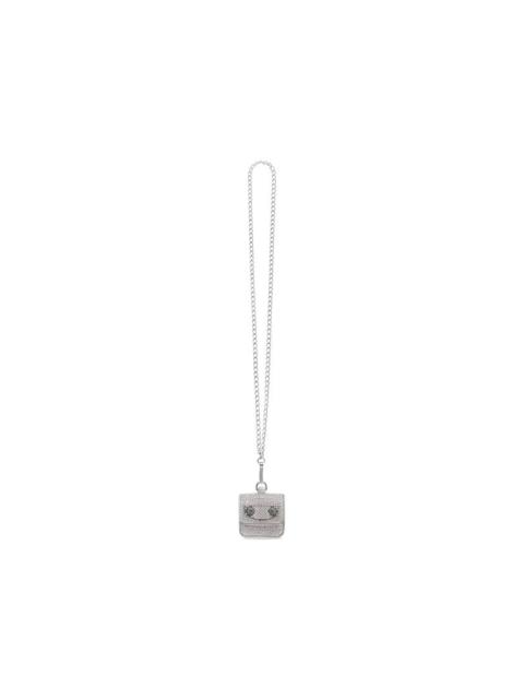 BALENCIAGA Women's Le Cagole Flap Earpods With Chain And Rhinestones in Grey