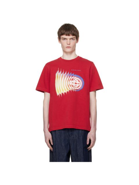 CASABLANCA Red Shockwave Short Sleeve T‑shirt