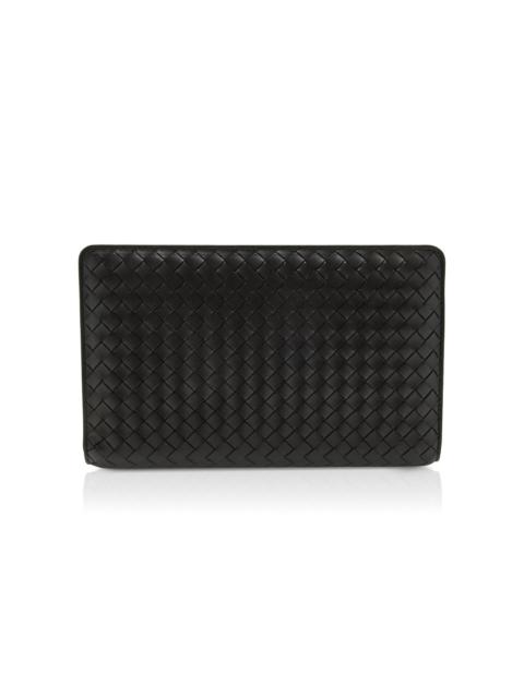 Bottega Veneta Agenda Intrecciato Leather Clutch brown