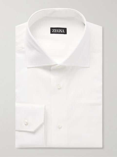 ZEGNA Cutaway-Collar Cotton-Twill Shirt White
