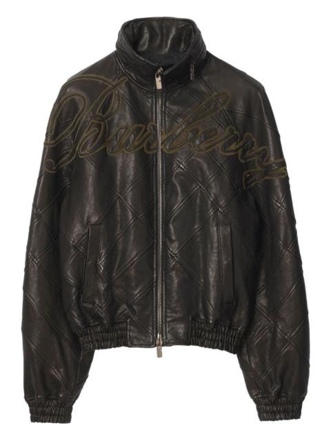 Burberry cursive-logo leather jacket
