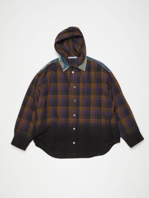 Hooded button-up shirt - Purple/brown