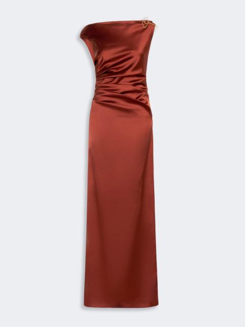 Max Mara DREAM Long stretch satin dress - ANTIQUE ROSE