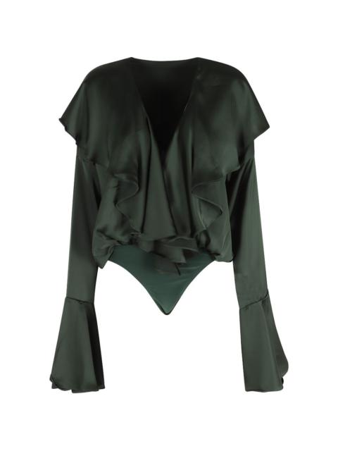 NORMA KAMALI ruffled V-neck top