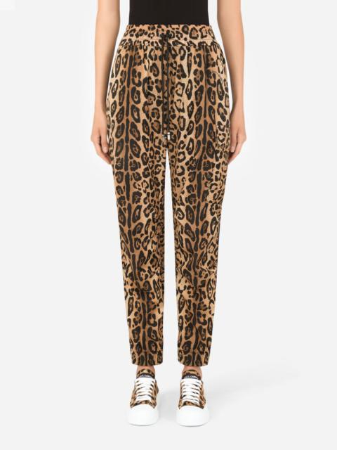 Leopard-print nylon pants