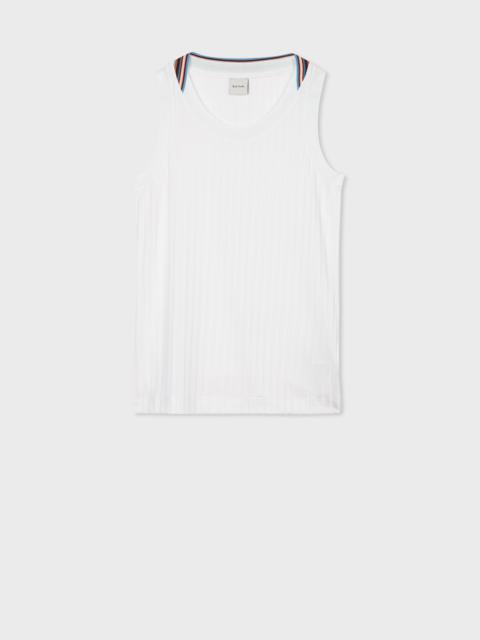 Paul Smith Women's White Viscose-Blend 'Signature Stripe' Collar Vest Top