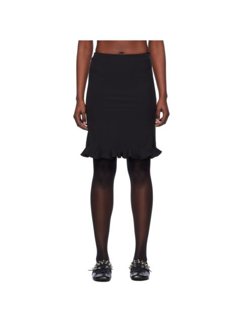 We11done Black Flared Midi Skirt