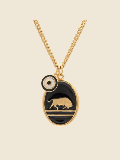 Miansai Oxen Pendant Necklace - Gold Vermeil/Black Enamel