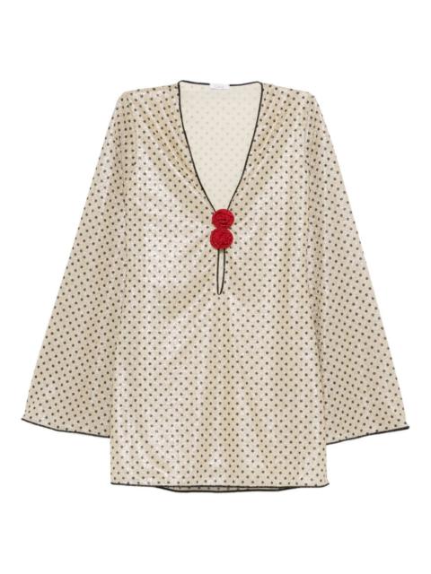 Oséree polka-dot rose-detail beachwear
