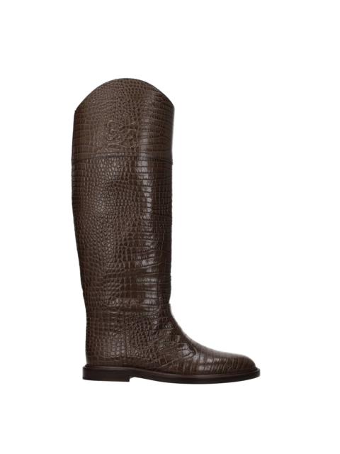 FENDI Boots Leather Brown Mud