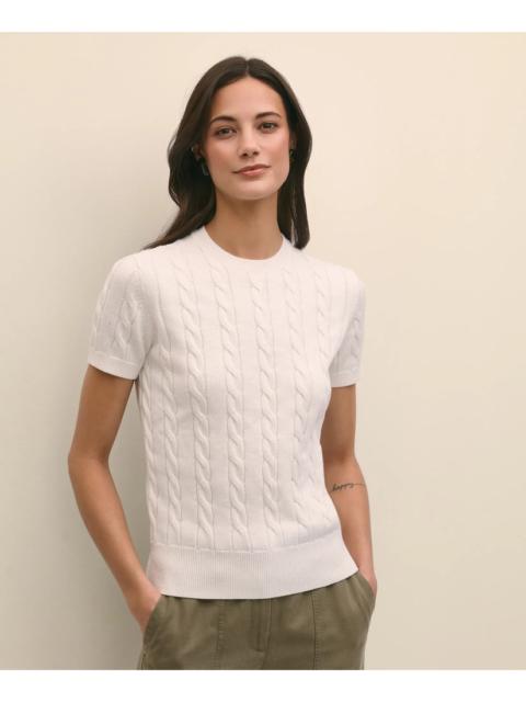 Brooks Brothers Supima® Cotton Cable Short-Sleeve Sweater Shell