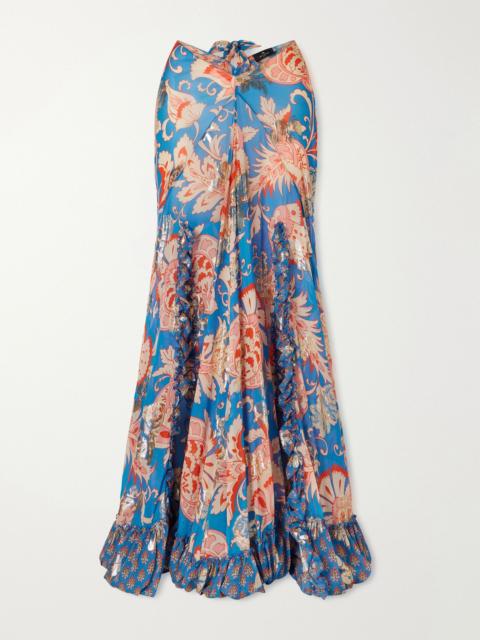 Etro Ruffled slit maxi skirt Blue