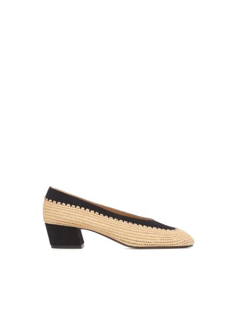 GABRIELA HEARST Strength Pump in Black Suede & Natural Raffia