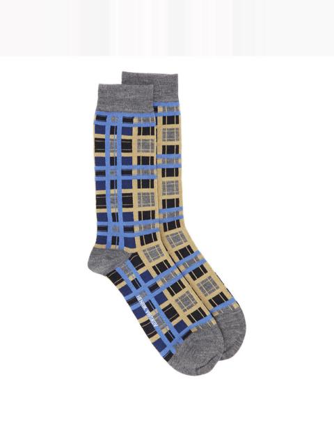 HENRIK VIBSKOV CHECKS SOCKS HOMME - CHECKS LAVENDER
