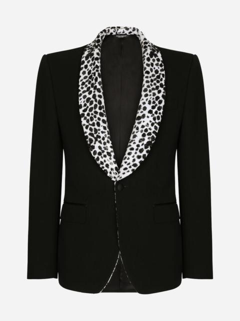 Single-breasted stretch wool Sicilia-fit tuxedo jacket