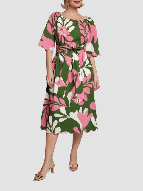 FRANCES VALENTINE Women's Coco Modern Palm Cotton Midi-Dress - Treetop Multi