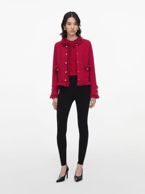self-portrait Red Frayed Knit Jacket