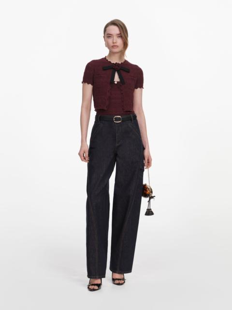 self-portrait Brown Pointelle Knit Top