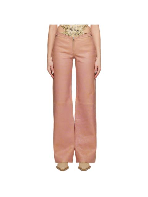 KNWLS SSENSE Exclusive Pink Stain Leather Pants