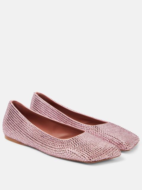 Amina Muaddi Ane embellished satin ballet flats