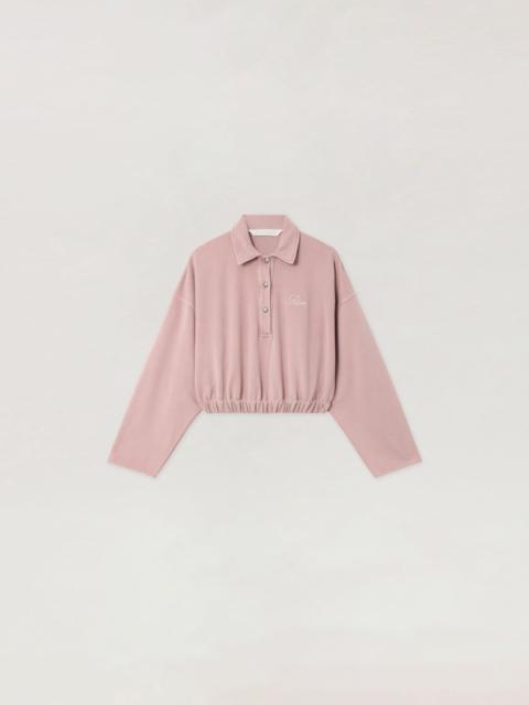 Palm Angels Palm Sway Cropped Long Sleeve Polo