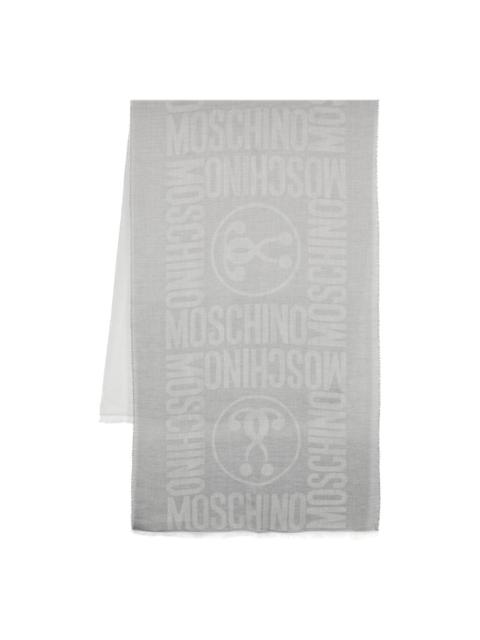 Moschino logo-jacquard frayed-edge scarf
