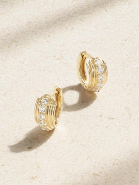 STONE AND STRAND Boulevard 14-karat gold diamond hoop earrings Gold