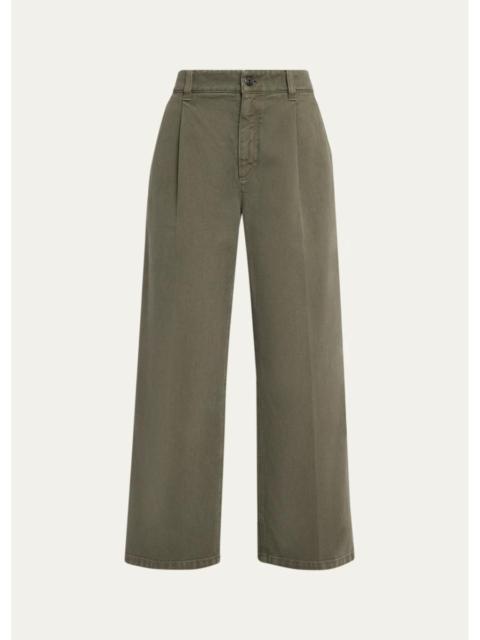 Brunello Cucinelli Garment Dye Straight-Leg Ankle Pants