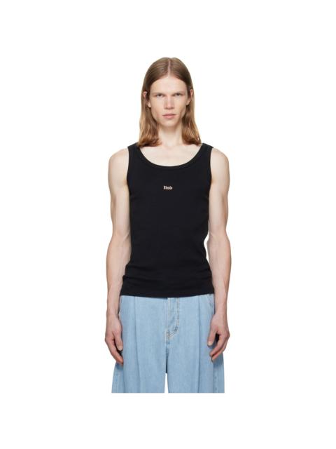 Rhude Black Logo Ribbed Tank Top
