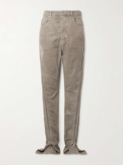 Rick Owens DRKSHDW Bolan Banana Slim-Fit Straight-Leg Zip-Detailed Waxed Jeans
