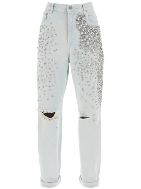 BLEACHED JEANS WITH CRYSTALS