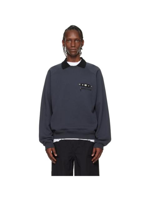 TOGA VIRILIS Black Polo Collar Sweatshirt