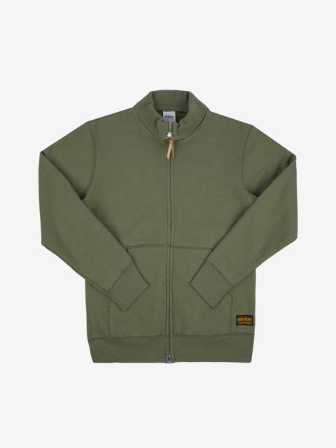Iron Heart IHSW-11-OLV 14oz Ultra Heavyweight Loopwheel Cotton Zip Up Sweater - Olive Green