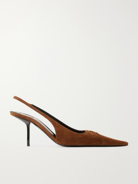 SAINT LAURENT Babylone Glossed-leather Slingback Pumps