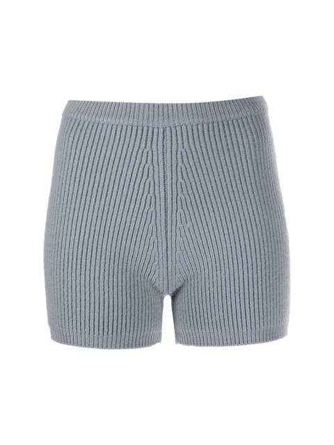 ribbed-knit wool shorts