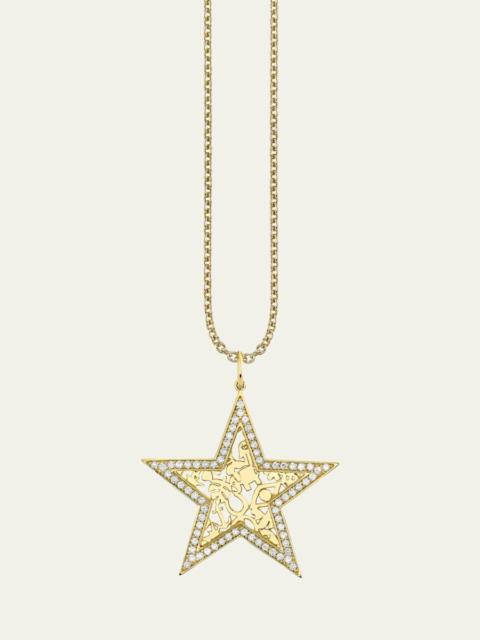 SYDNEY EVAN 14K Diamond Icon Wallpaper Star Charm Necklace