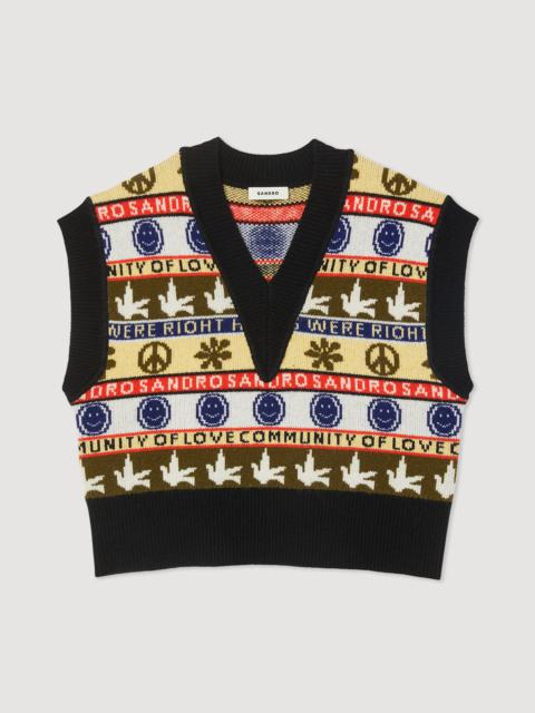 Sandro Sleeveless sweater with motif