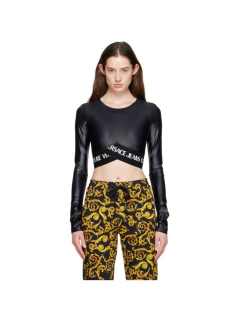 VERSACE JEANS COUTURE Black Shiny Long Sleeve T-Shirt
