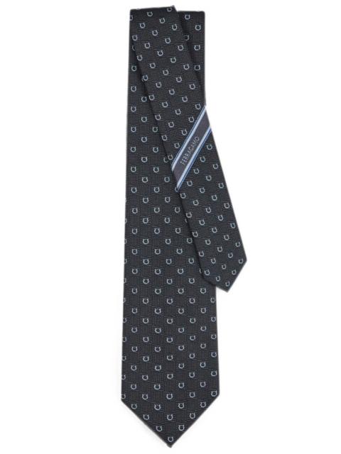 FERRAGAMO JACQUARD SILK TIE GANCINI