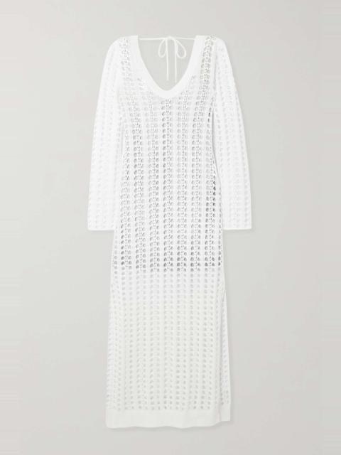 Crocheted cotton, linen and silk-blend maxi dress