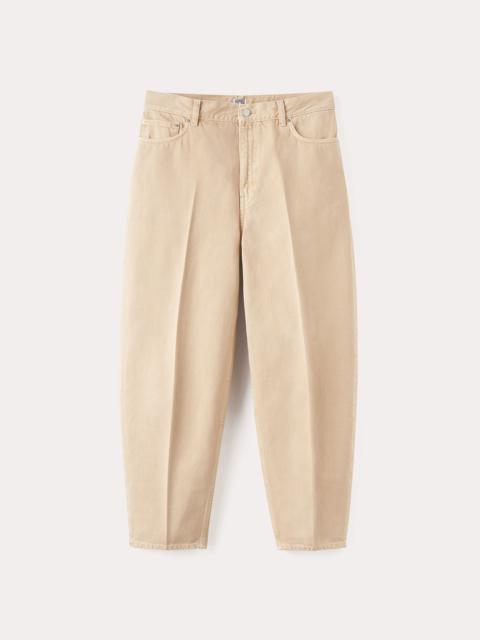 Wide tapered leg denim washed beige