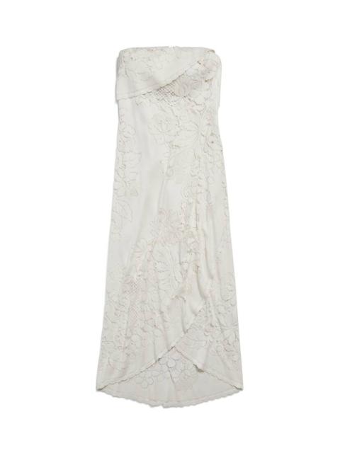 BALENCIAGA Women's Upcycled Tablecloth Dress in Off White