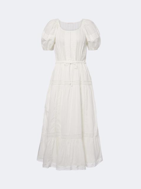 ULLA JOHNSON Isolde embroidered tiered cotton midi dress