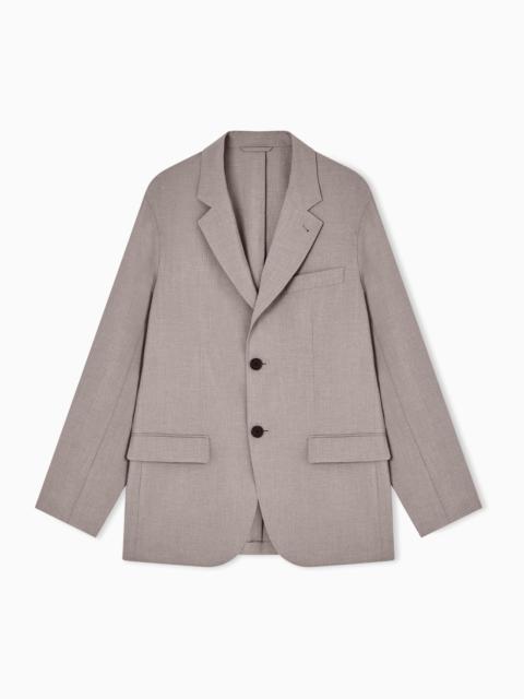 EMPORIO ARMANI SINGLE-BREASTED JACKET IN TECHNICAL SEERSUCKER FABRIC