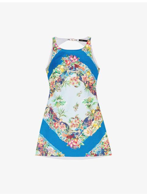 maje Tropical-Pattern Woven Mini Dress